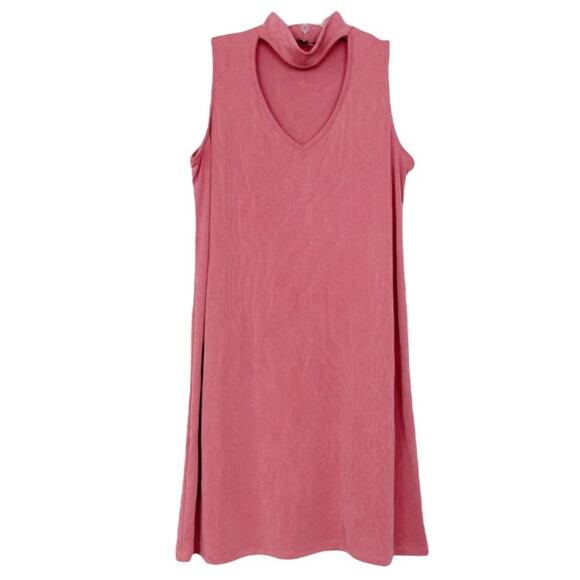 DREW Mauve Ribbed Choker Cut Out RIbbed Sleeveless Dress Sz S - Picture 6 of 6